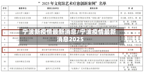 宁波新疫情最新消息/宁波疫情最新消息2025-第1张图片