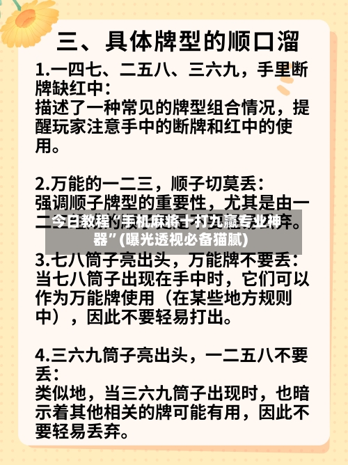 今日教程“手机麻将十打九赢专业神器”(曝光透视必备猫腻)-第1张图片