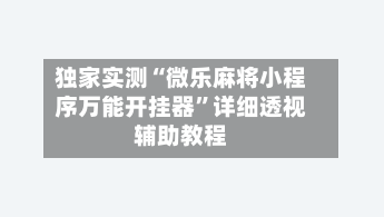 独家实测“微乐麻将小程序万能开挂器”详细透视辅助教程-第2张图片
