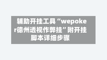 辅助开挂工具“wepoker德州透视作弊挂	”附开挂脚本详细步骤-第1张图片