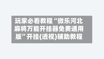 玩家必看教程“微乐河北麻将万能开挂器免费通用版	”开挂(透视)辅助教程-第2张图片