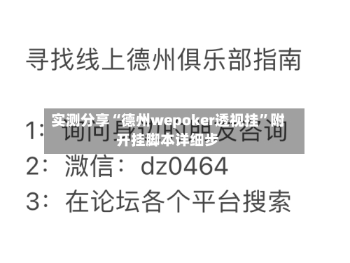 实测分享“德州wepoker透视挂	”附开挂脚本详细步-第2张图片