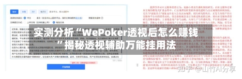 实测分析“WePoker透视后怎么赚钱”揭秘透视辅助万能挂用法-第3张图片