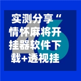 实测分享“情怀麻将开挂器软件下载+透视挂”开挂辅助软件教程-第3张图片
