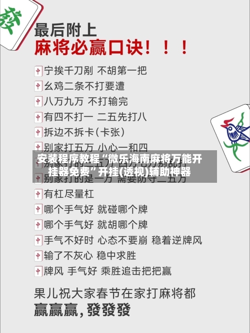 安装程序教程“微乐海南麻将万能开挂器免费	”开挂(透视)辅助神器-第2张图片
