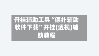开挂辅助工具“德扑辅助软件下载”开挂(透视)辅助教程-第2张图片