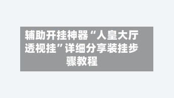 辅助开挂神器“人皇大厅透视挂”详细分享装挂步骤教程-第1张图片