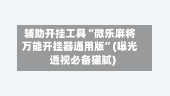 辅助开挂工具“微乐麻将万能开挂器通用版	”(曝光透视必备猫腻)-第1张图片