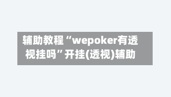 辅助教程“wepoker有透视挂吗	”开挂(透视)辅助-第2张图片