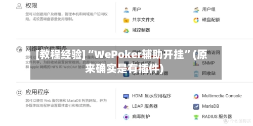 [教程经验]“WePoker辅助开挂”(原来确实是有插件)-第1张图片