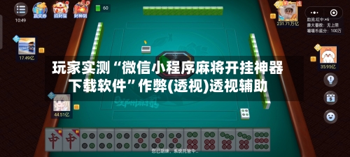玩家实测“微信小程序麻将开挂神器下载软件”作弊(透视)透视辅助-第1张图片