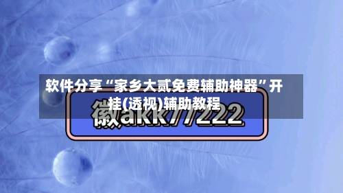 软件分享“家乡大贰免费辅助神器”开挂(透视)辅助教程-第1张图片