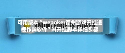 可用版本“wepoker德州游戏开挂透视作弊软件”附开挂脚本详细步骤-第2张图片