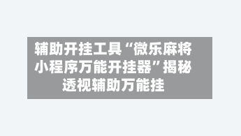 辅助开挂工具“微乐麻将小程序万能开挂器”揭秘透视辅助万能挂-第3张图片