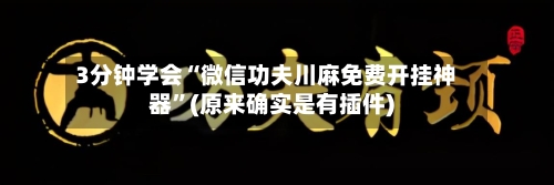 3分钟学会“微信功夫川麻免费开挂神器	”(原来确实是有插件)-第3张图片